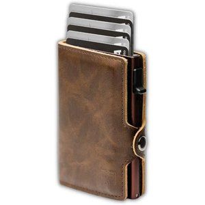 Leather Wallet for Men | Dark Brown PU-Leather & Aluminium Trifold RFID Wallet